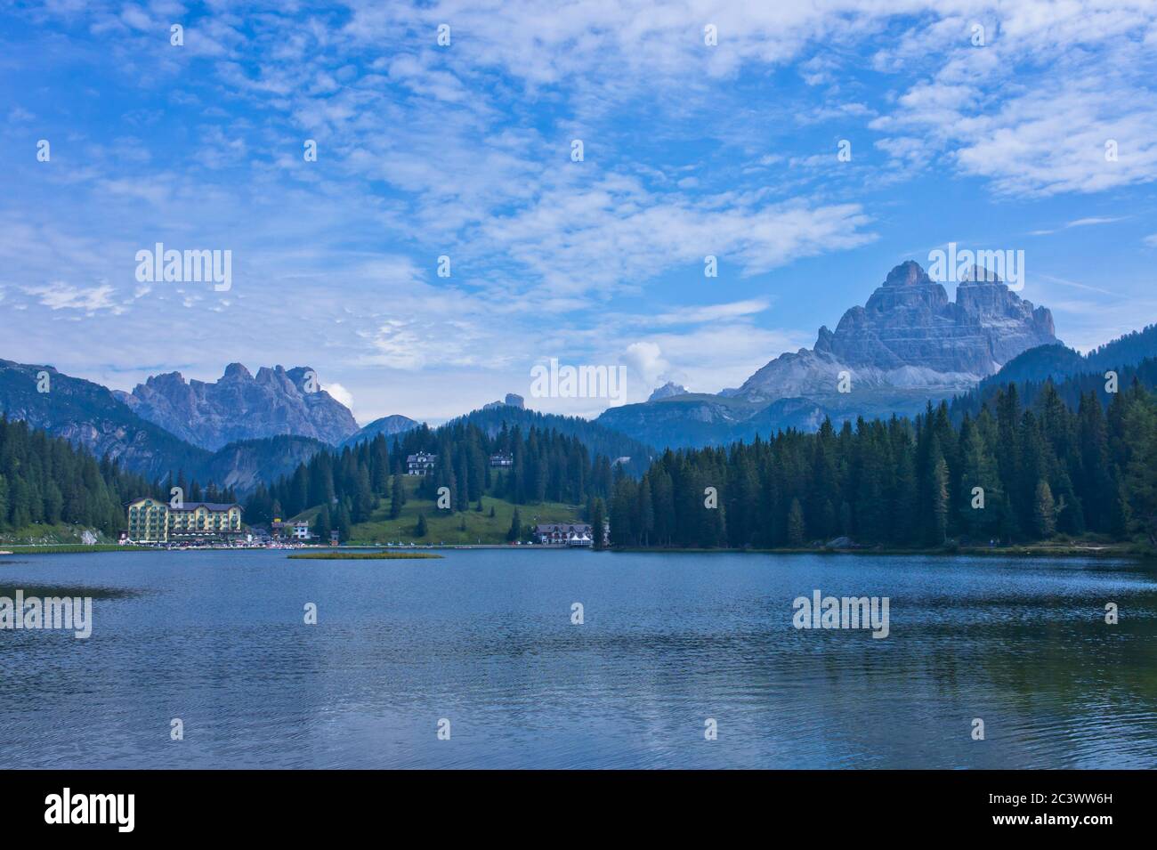 Natural landscape in Alps, Lake Misurina, Dolomites Alps, Italy Stock Photo