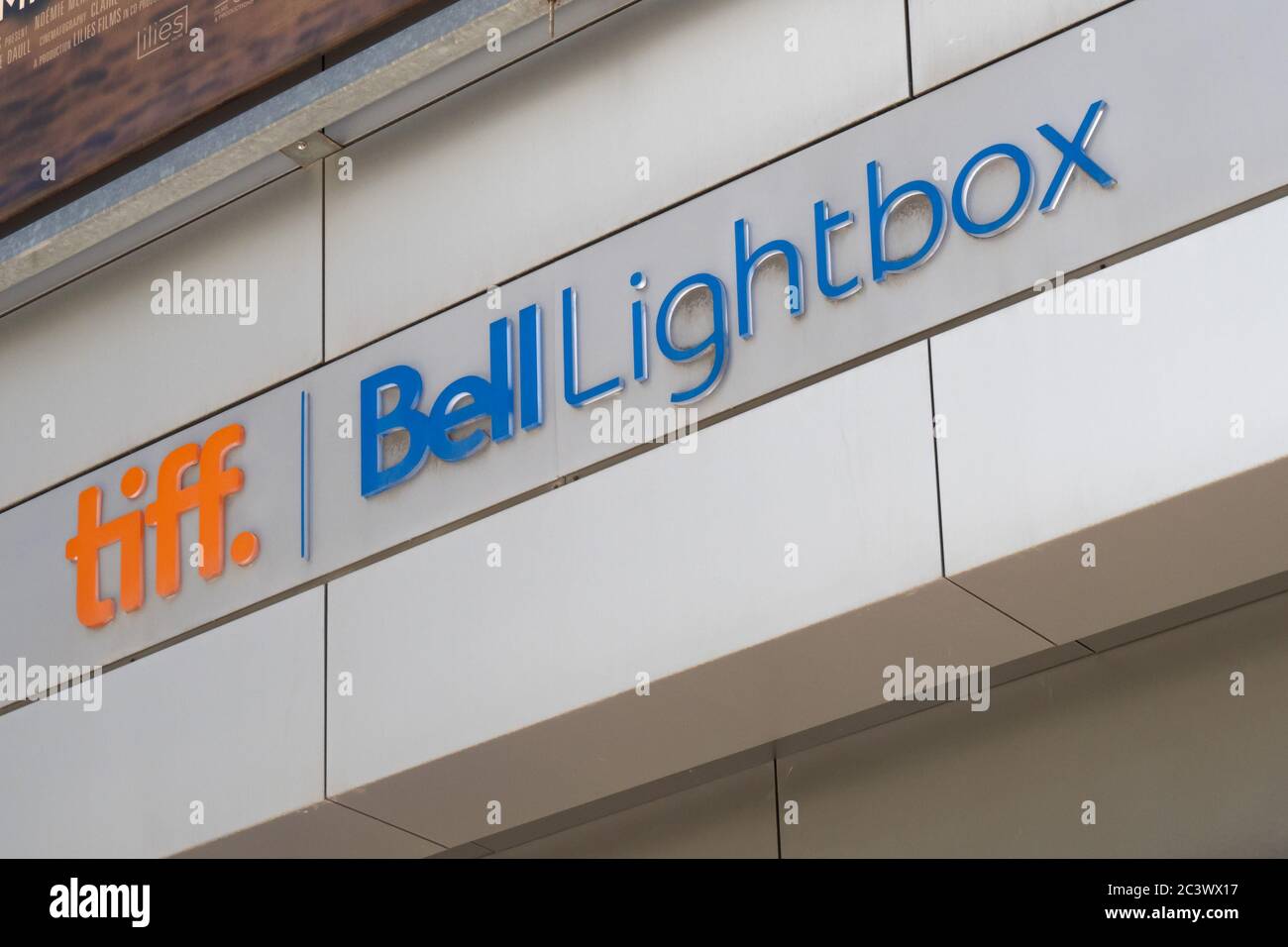 Toronto, Canada, June 14, 2020; The colorful TIFF logo and sign of the Toronto International Film Festival, Bell LIghtbox theater in the entertainment Stock Photo