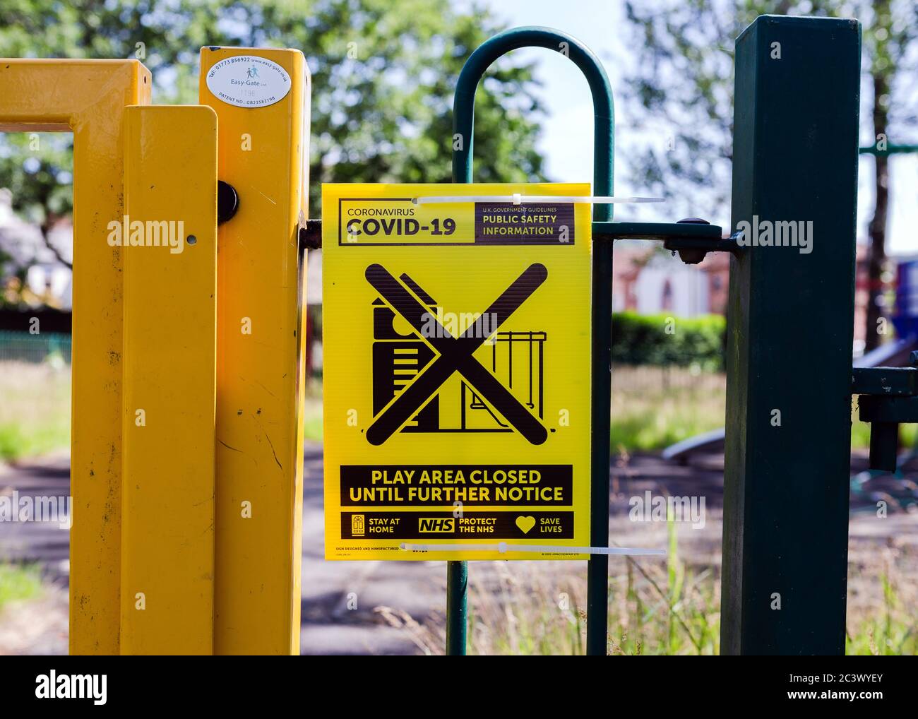 Wales, UK.  22 June 2020. Coronavirus Covid-19 public safety information. Childrens play areas remain closed in Wales during the coronavirus Covid-19 lockdown. Stock Photo