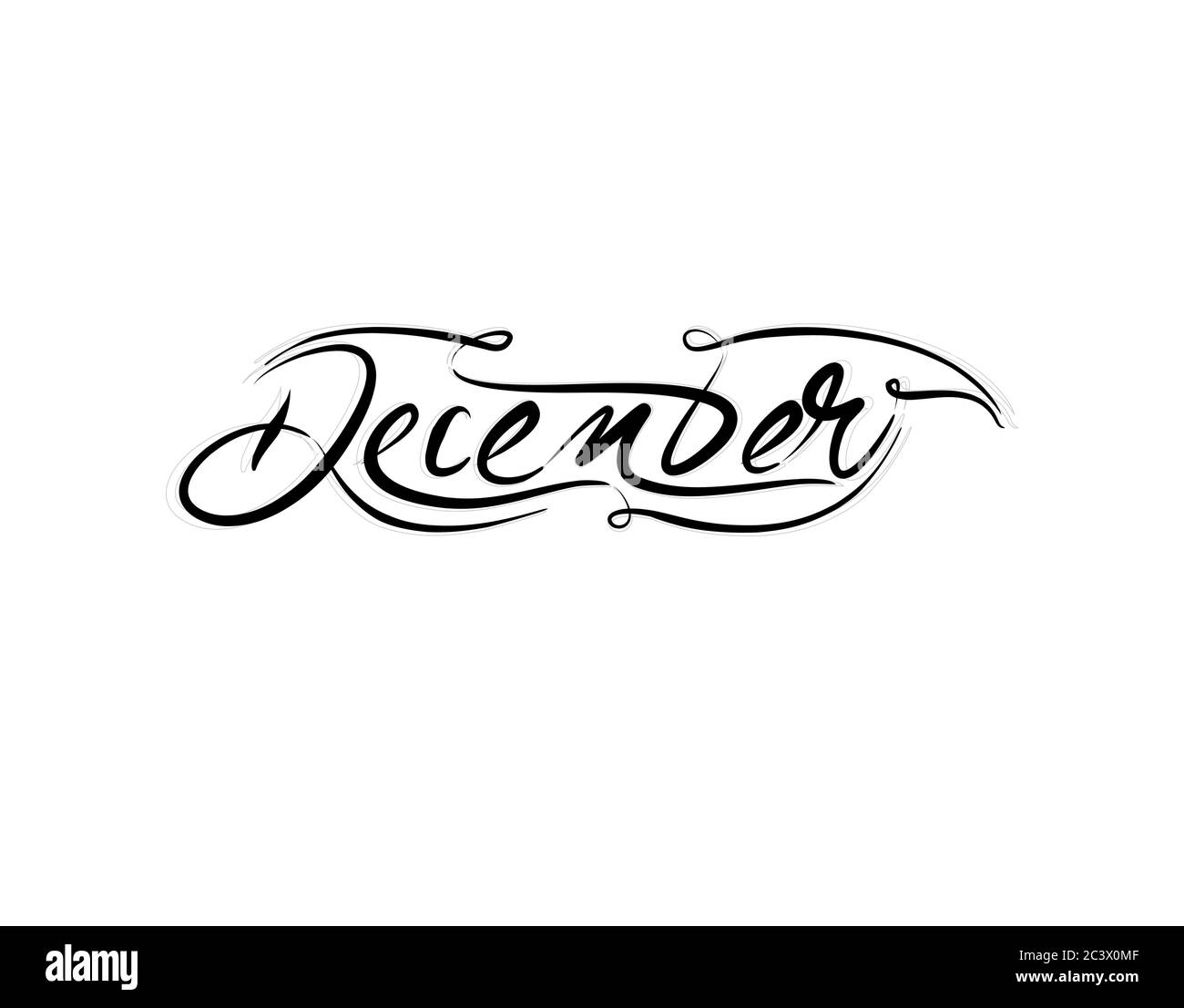 December Lettering Text on white background in vector illustration ...