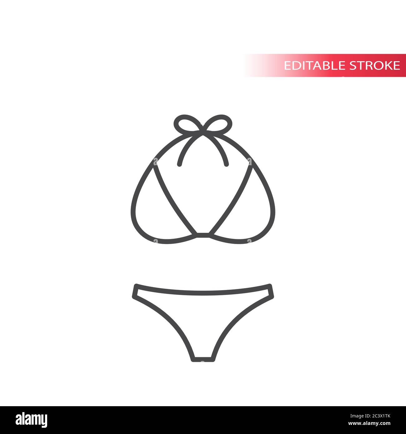 Swimsuit Top And Bikini Thin Line Vector Icon Women Bathing Suit Outline Set Editable Stroke