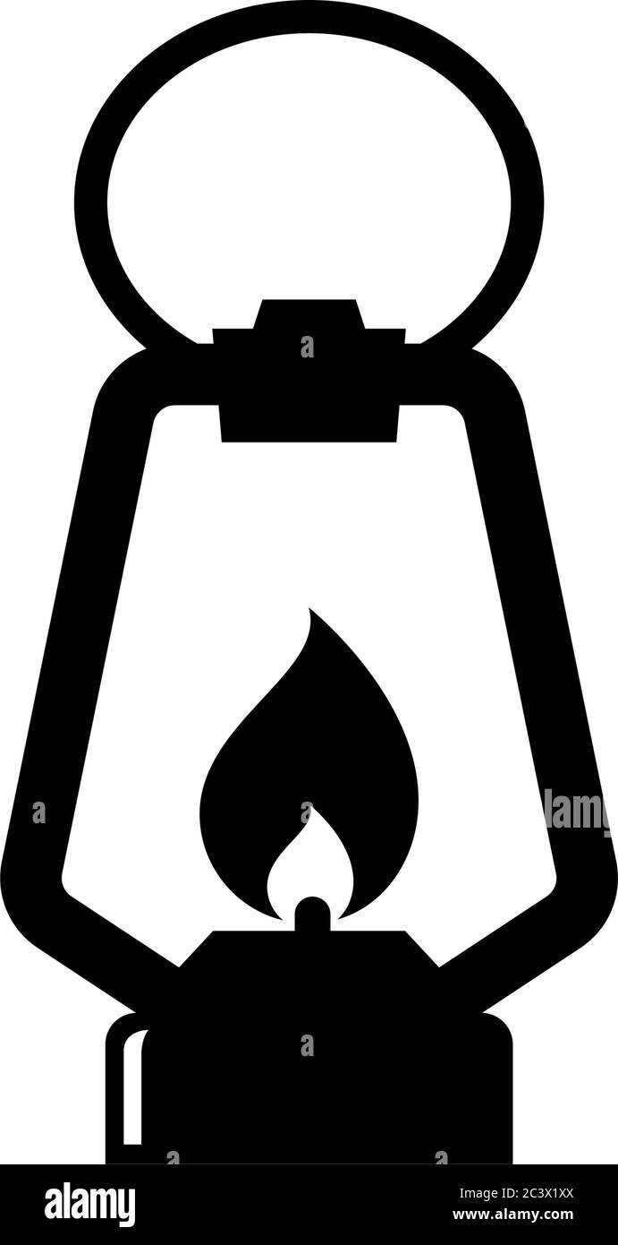 Camping Lantern, Kerosene Light Lamp. Flat Vector Icon illustration. Simple  black symbol on white background. Camping Lantern, Kerosene Light Lamp sig  Stock Vector Image & Art - Alamy