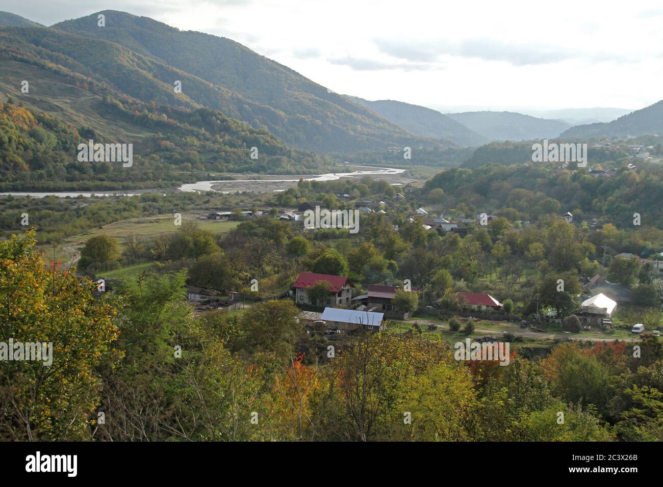 Vrancea County, Romania. Landscape with Putna River's valley at Valea Sarii village. Stock Photo