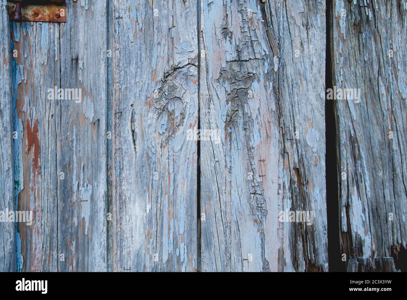 Blue painted wooden planks wall Stock Photo