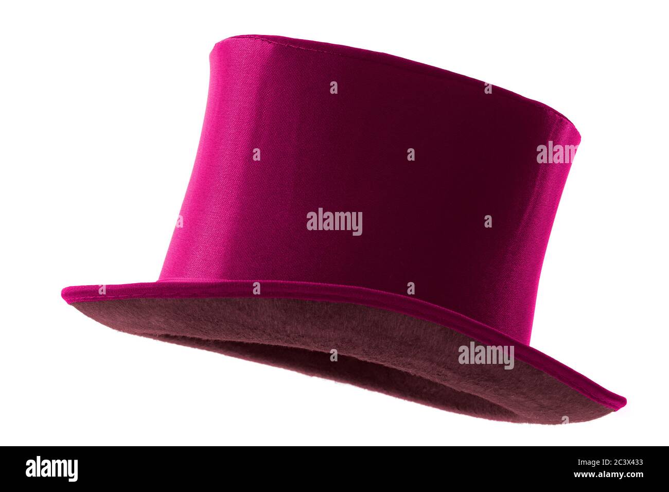 Vintage men fashion and magic show conceptual idea with side profile angle on victorian pink top hat with clipping path cutout in ghost mannequin tech Stock Photo