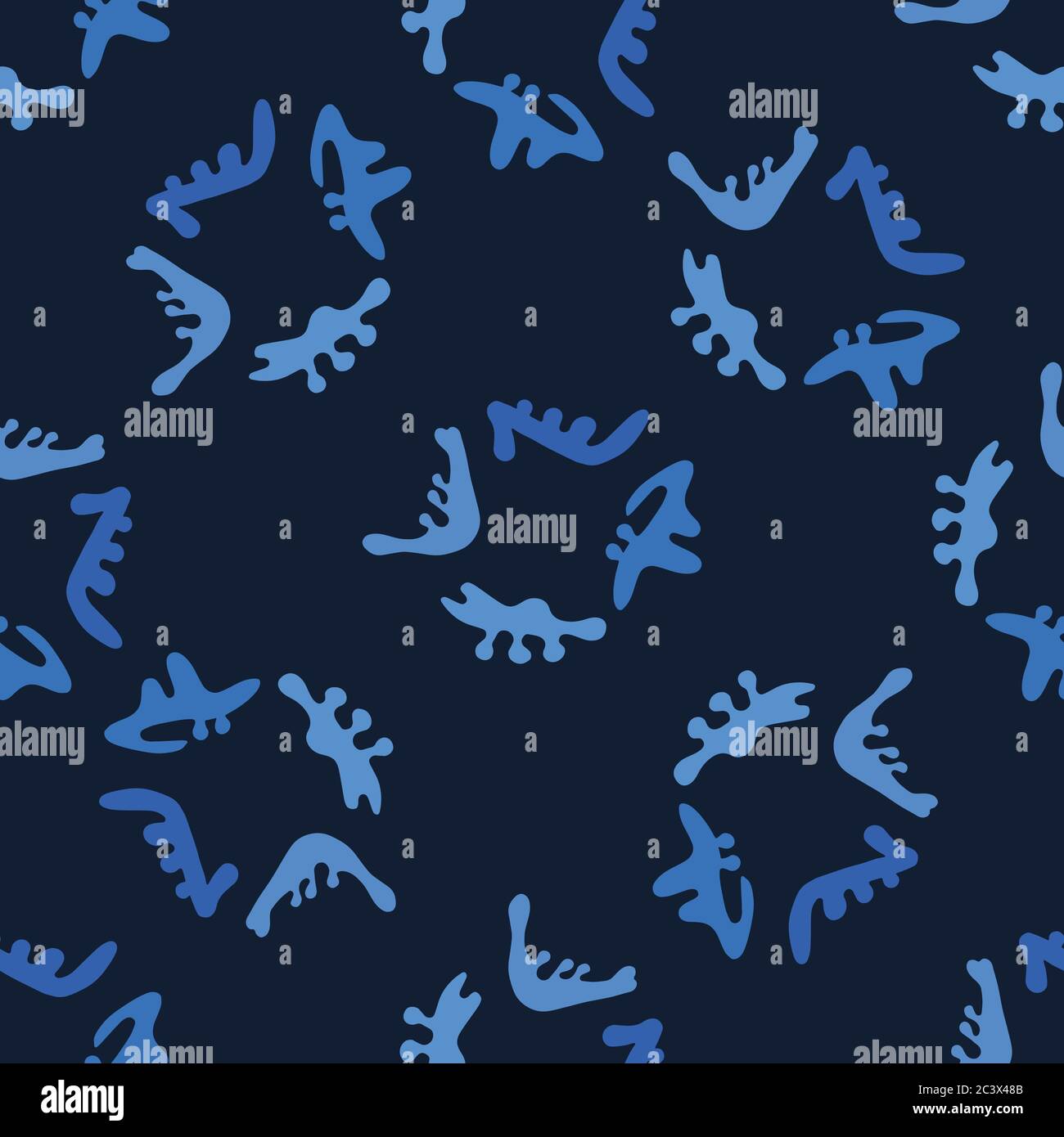 Indigo blue abstract organic cut out shapes. Vector pattern seamless ...