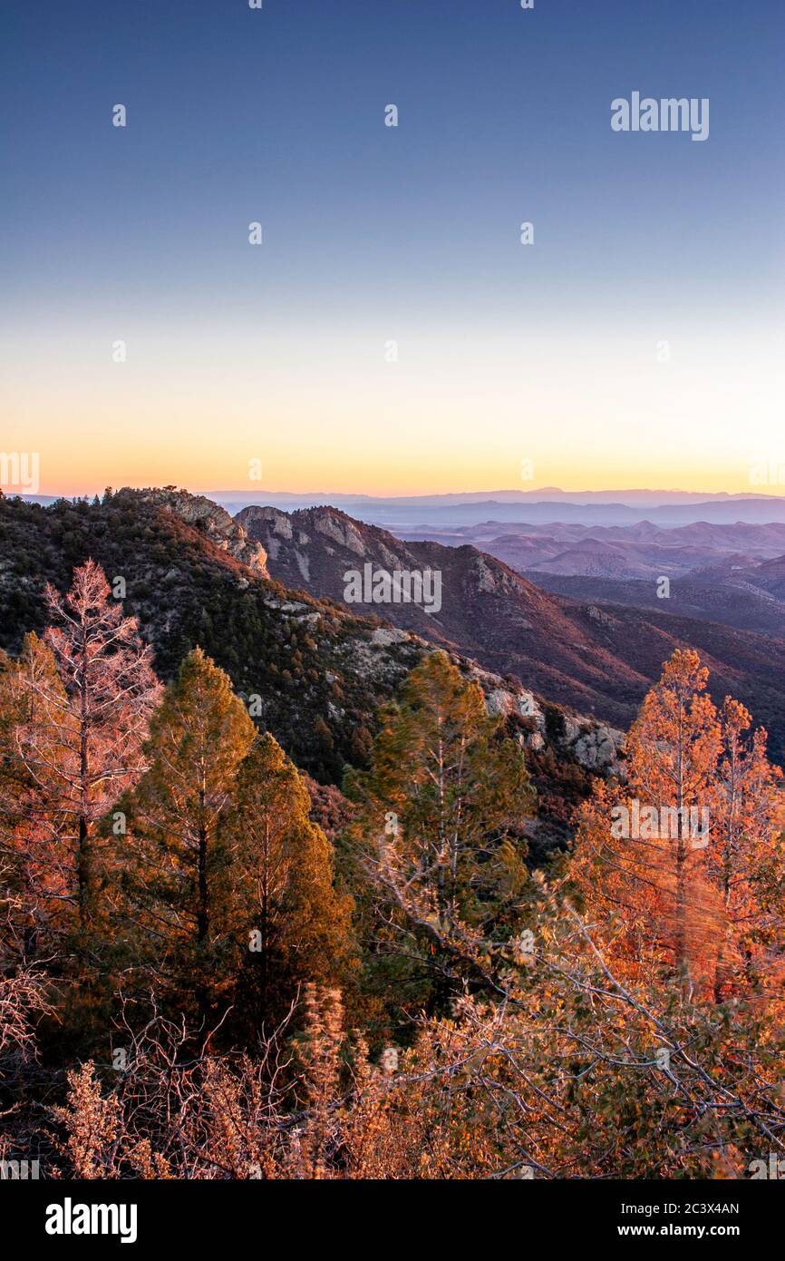 Black Range Mountains in late Fall from Emory Pass, Gila National Forest, New Mexico USA Stock Photo