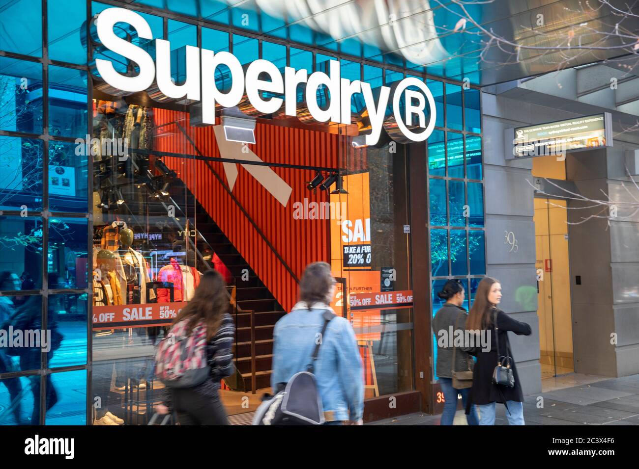 Retailer Superdry and one of their stores in Sydney city centre selling womens and mens clothing,Sydney,Australia Stock Photo