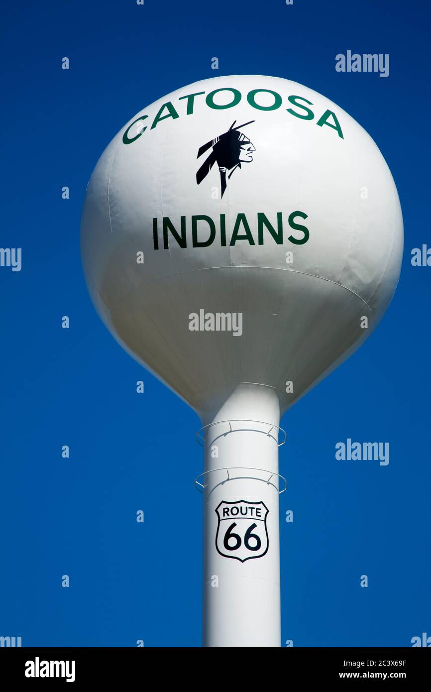 Water Tower in Catoosa, Historic Route 66, Oklahoma, USA Stock Photo