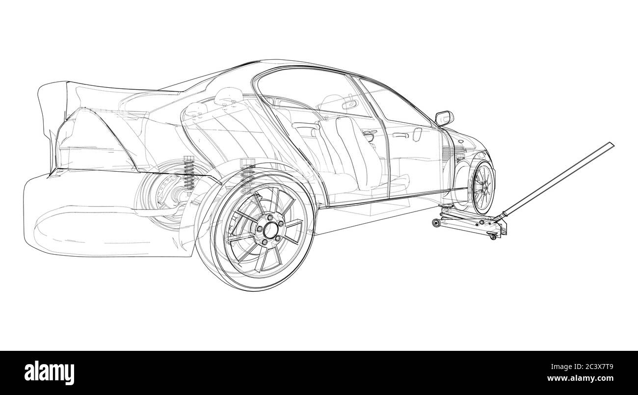 Concept car with Floor Car Jack. Vector - Stock Illustration [66739380] -  PIXTA