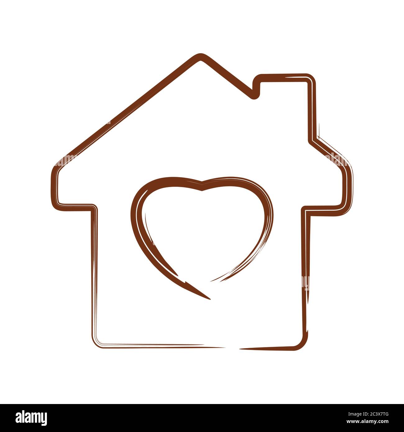Vector heart symbol on house silhouette background Stock Vector Image ...