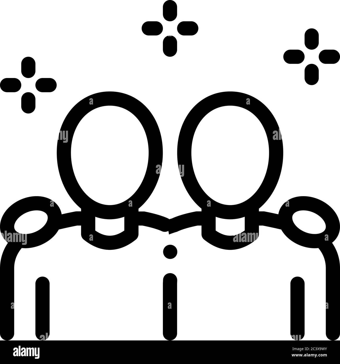 multiracial human friends icon vector outline illustration Stock Vector ...