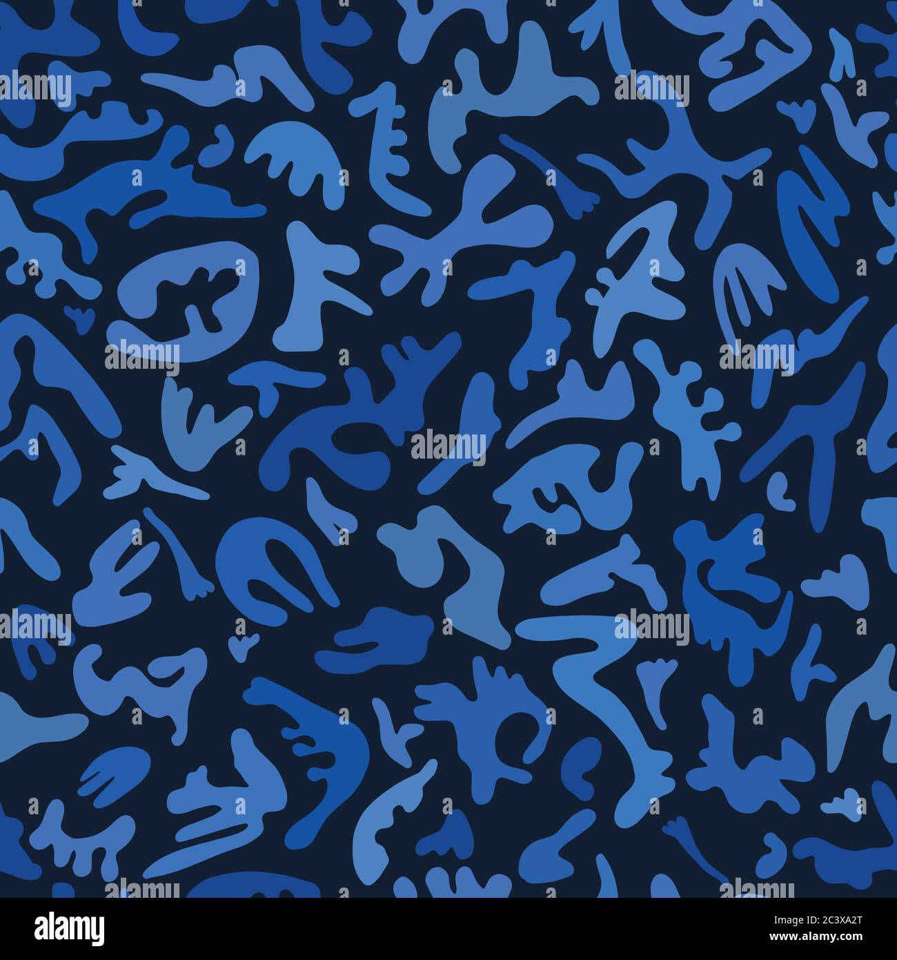 Indigo blue abstract organic cut out shapes. Vector pattern seamless ...