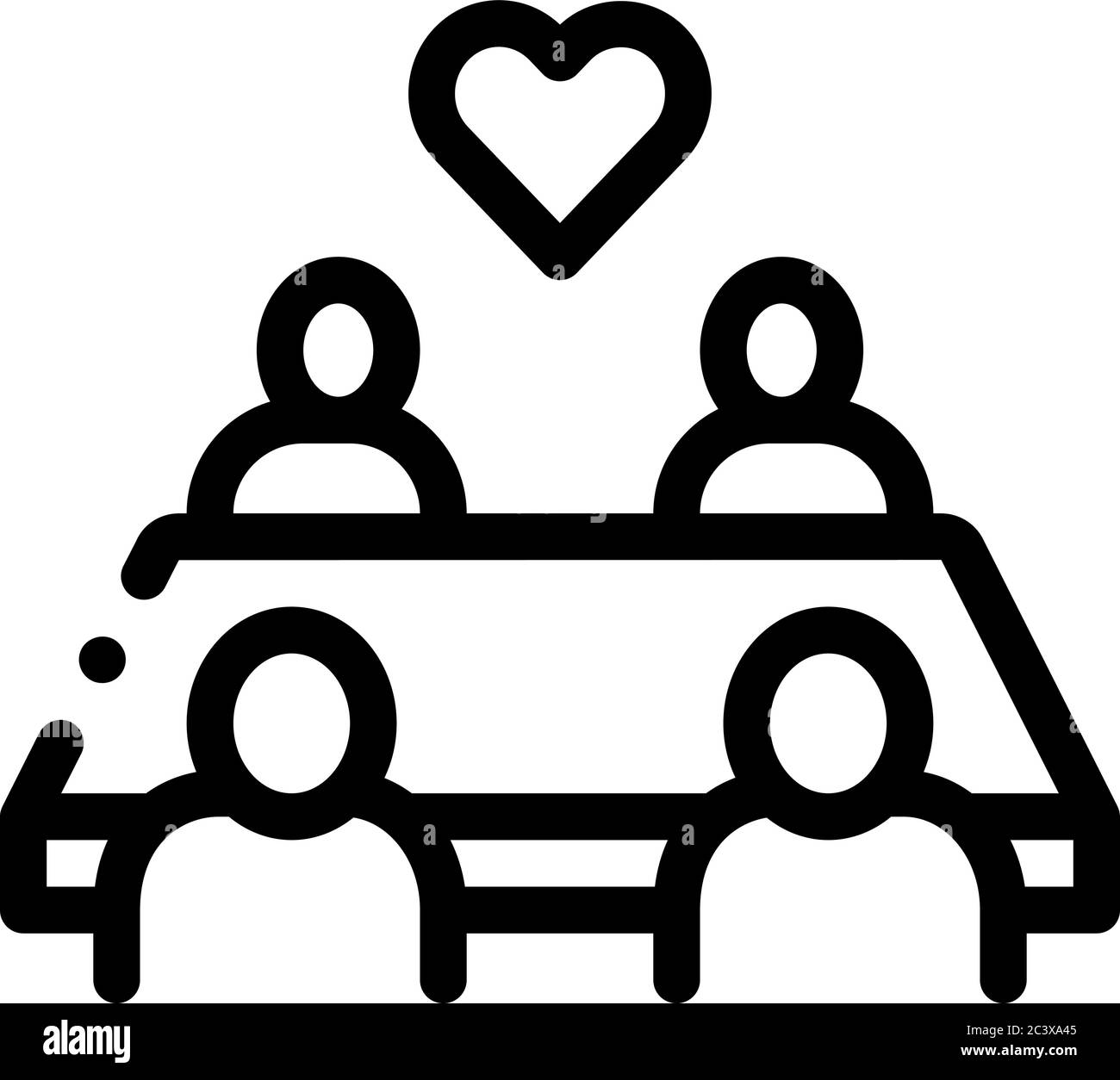 multiracial people sitting at table icon vector outline illustration ...