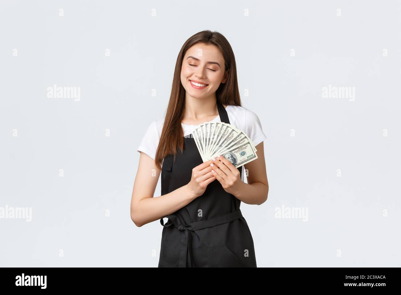 Grocery store employees, small business and coffee shops concept. Happy