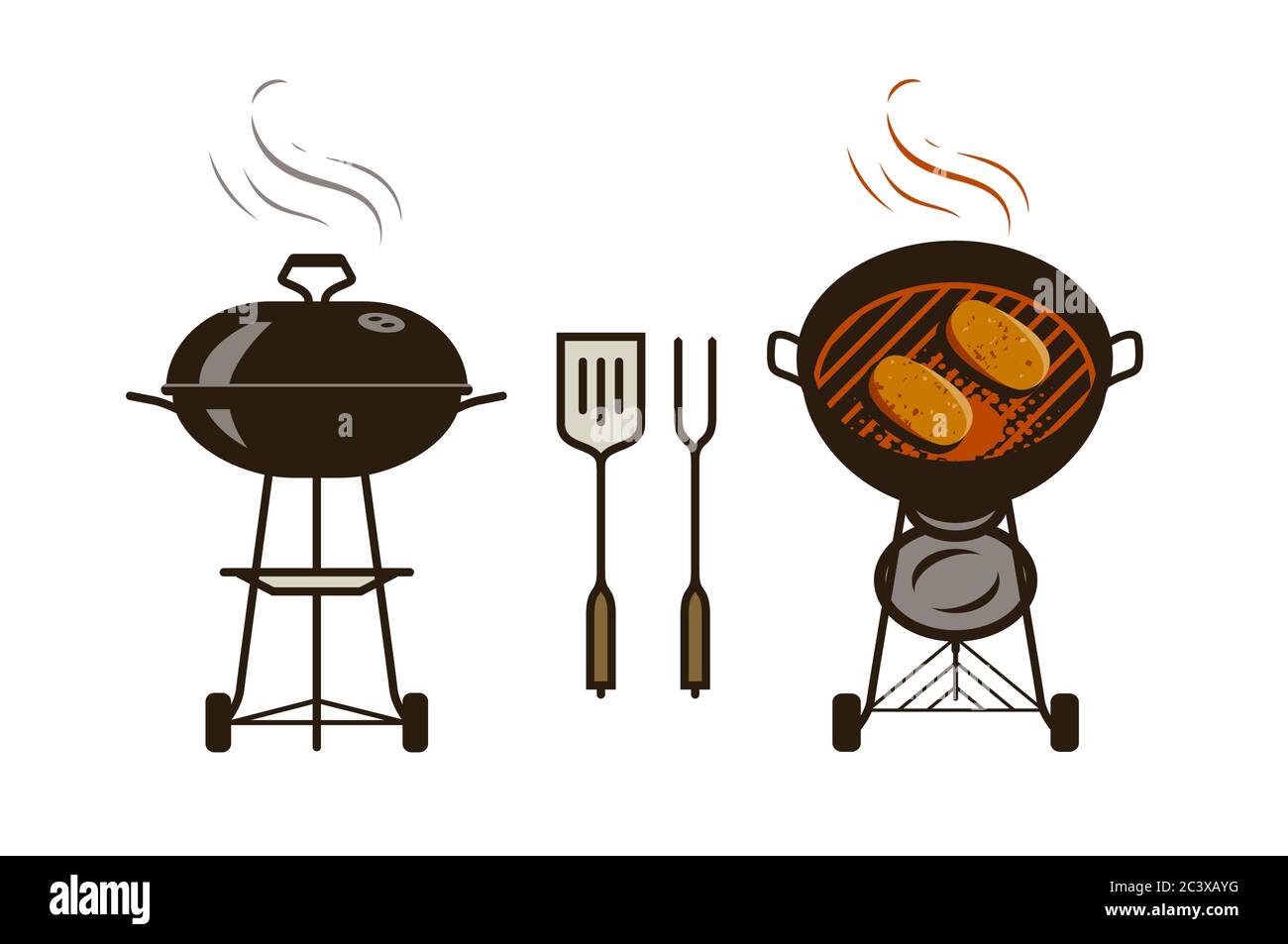Barbecue logo or label. Brazier, food vector illustration Stock Vector