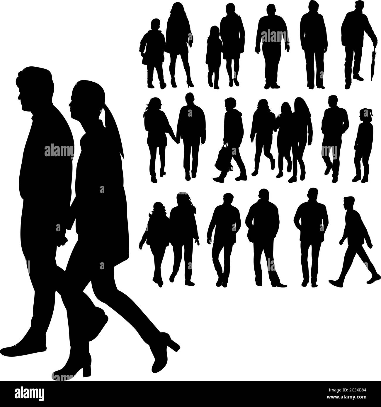 vector, isolated silhouettes of going people Stock Vector Image & Art ...