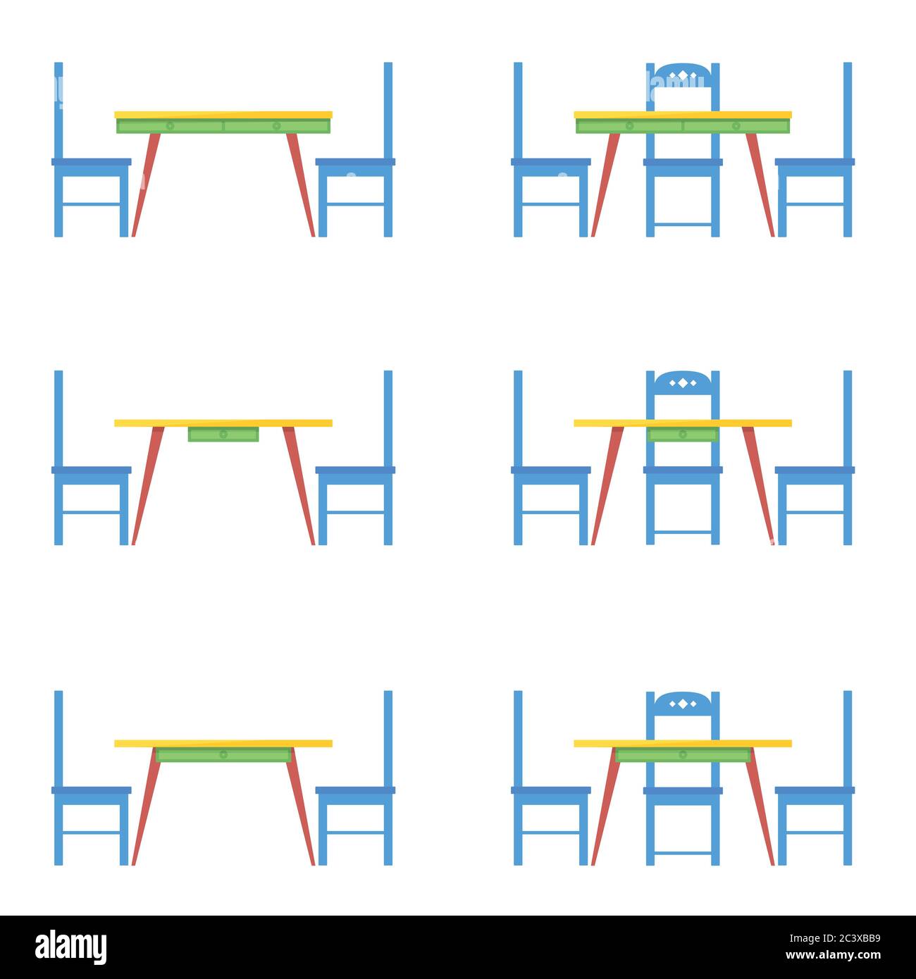 table and blue chair vector illustration on white background Stock Vector