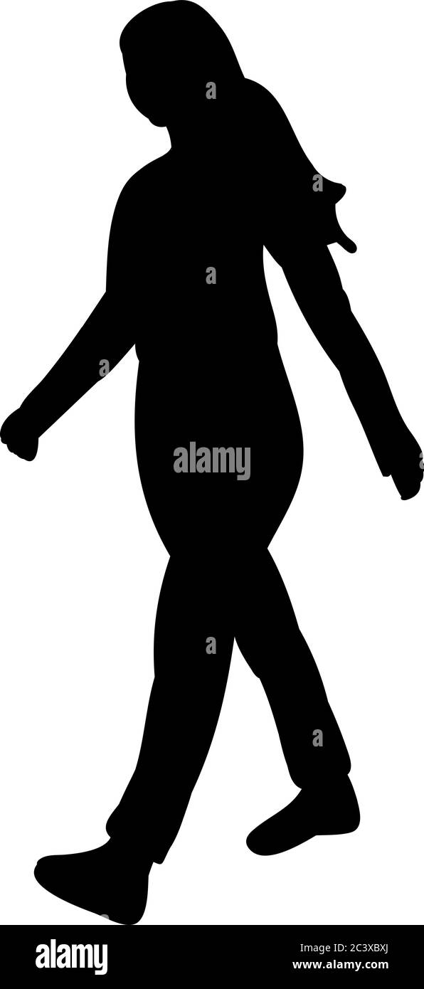 silhouette of a girl walking, isolated on white background Stock Vector ...
