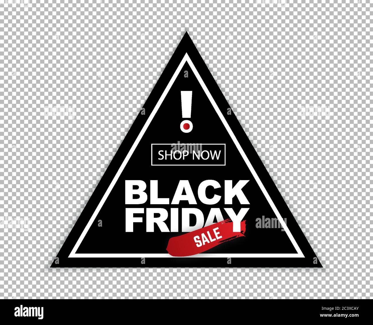 Black Frifay Triangle sale banner. Black warning sign on transparent background Stock Vector