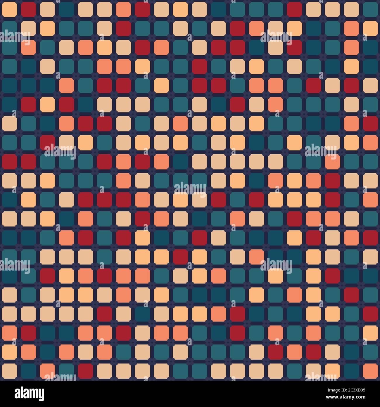 Seamless vector pattern. Hand drawn square pixel grid. Geometric tiny ...