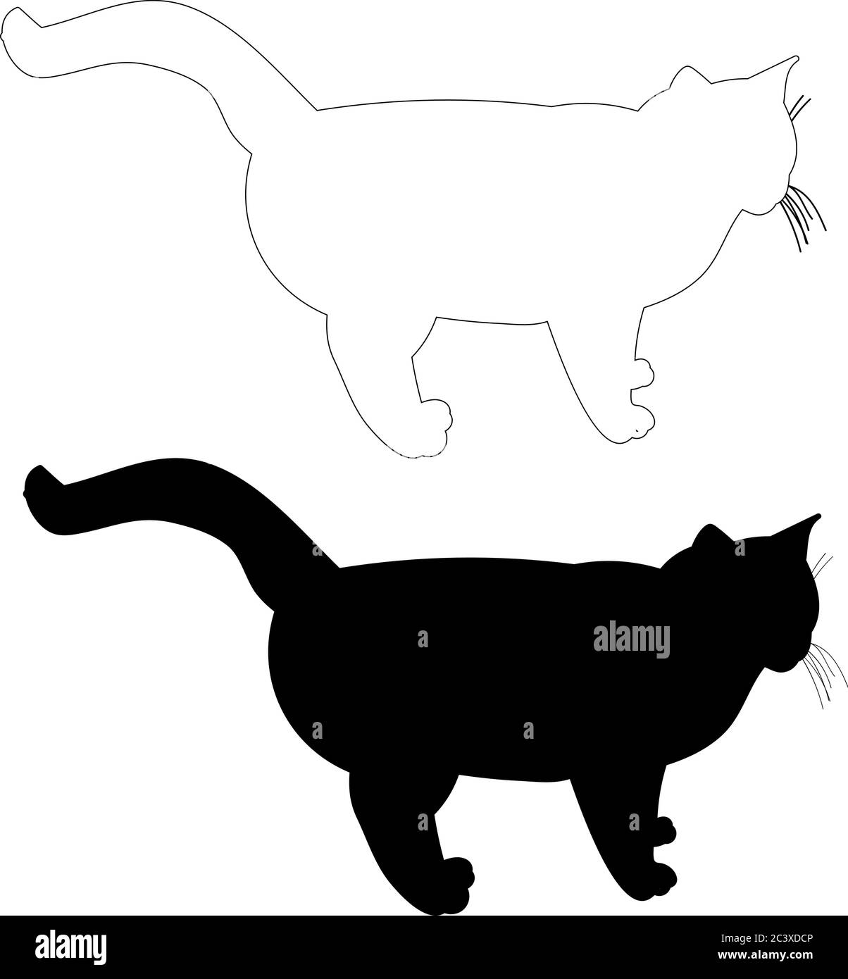 vector, isolated silhouette cat, outline, is Stock Vector Image &amp; Art - Alamy