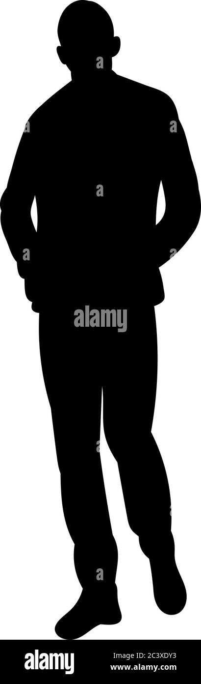 vector, isolated silhouette man is walking, on a white background ...