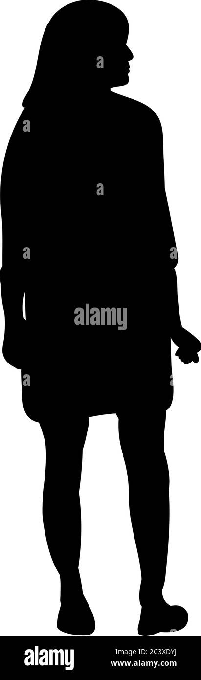 silhouette girl is walking on a white background Stock Vector Image ...