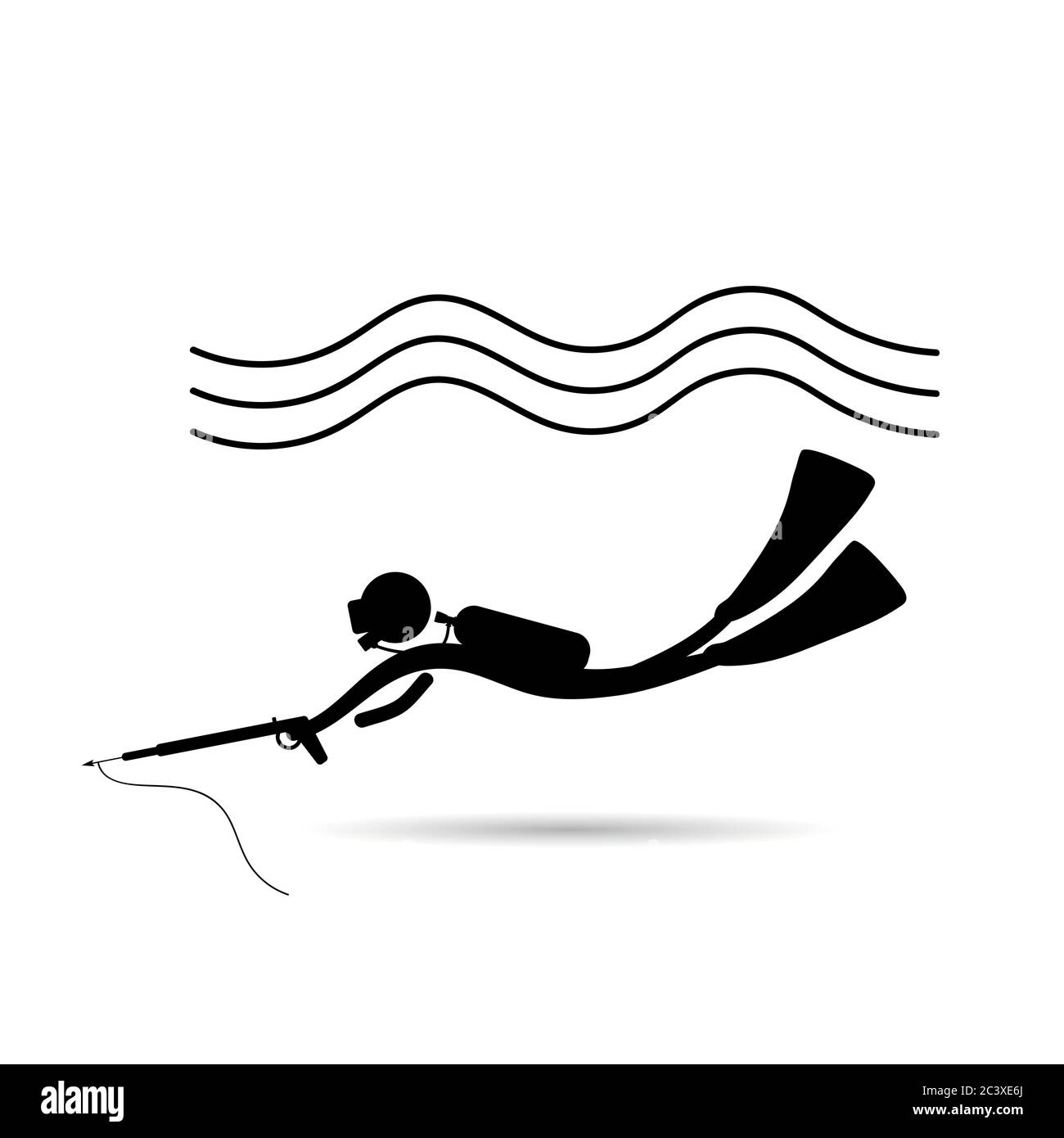 scuba diving icon with harpoon gun silhouette Stock Vector Image & Art
