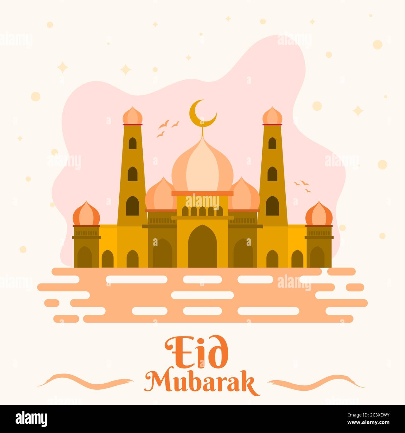 Eid mubarak greeting poster flat illustration, vector, editable Stock Vector