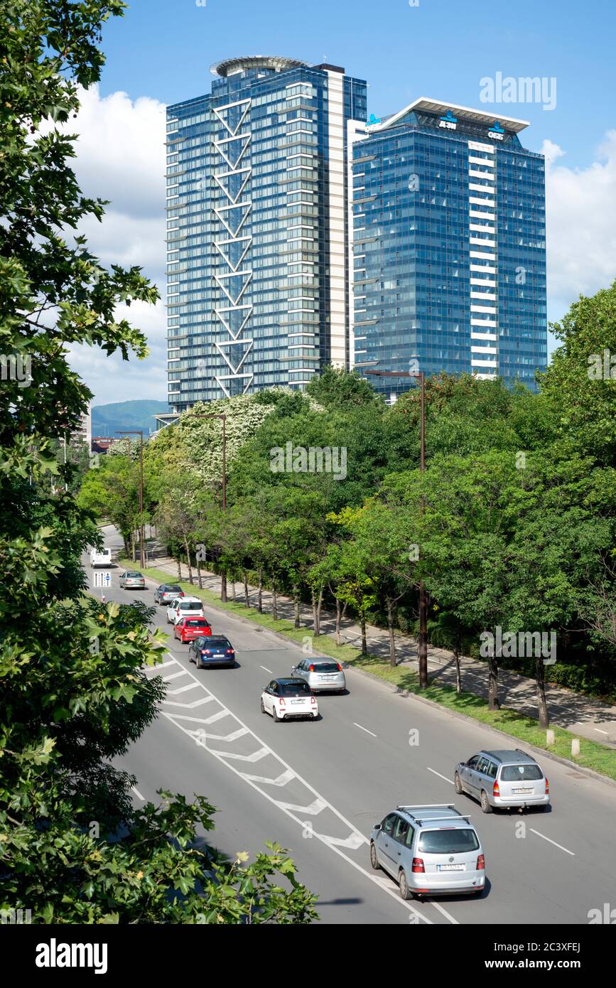 View of the Millennium Centre office buildings acquired by the Belgian KBC Group N.V. in downtown Sofia Bulgaria Stock Photo