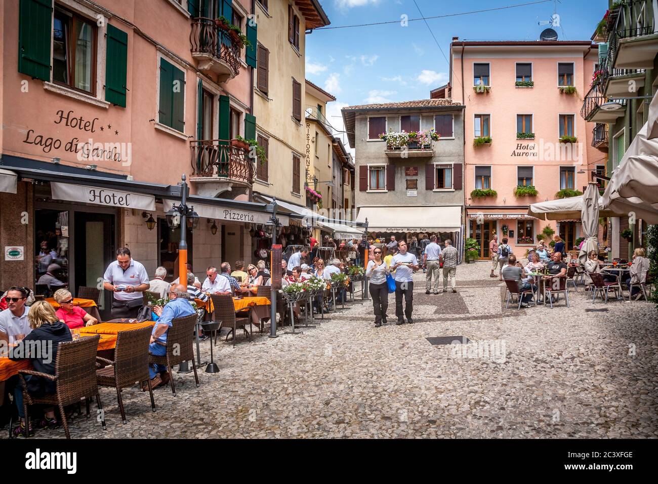 Malcesine tourists, Lake Garda Stock Photo