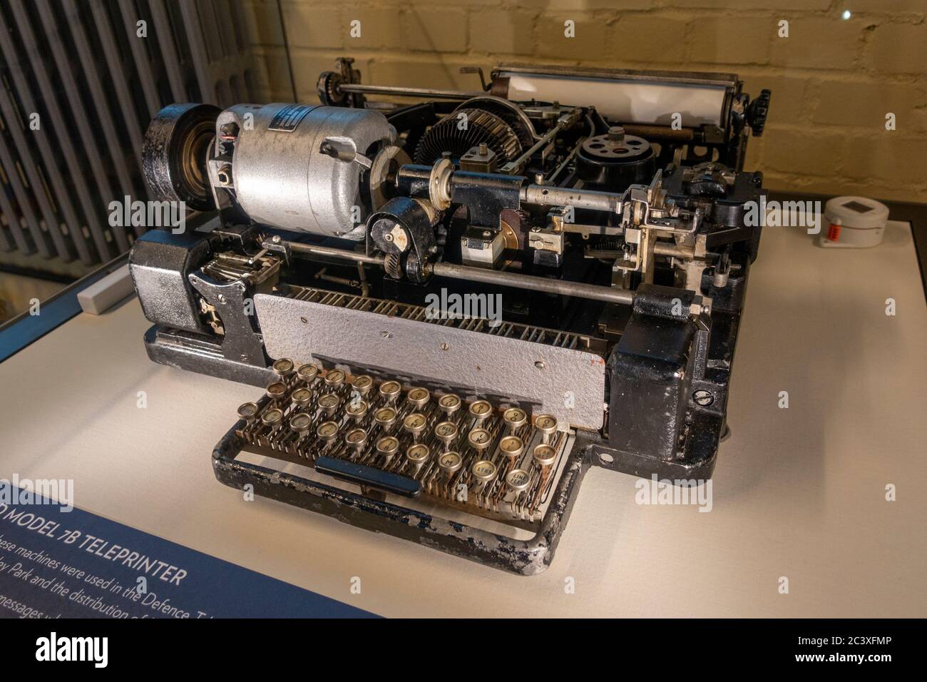 Creed Model 7B teleprinter on display in Bletchley Park, Bletchley, Buckinghamshire, UK. Stock Photo