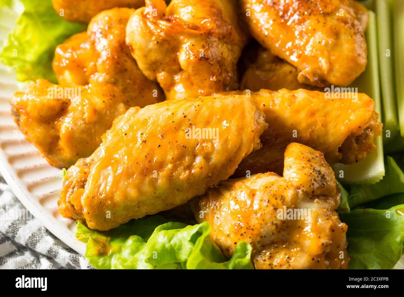 Homemade Spicy Buffalo Chicken Wings with Ranch Stock Photo Alamy