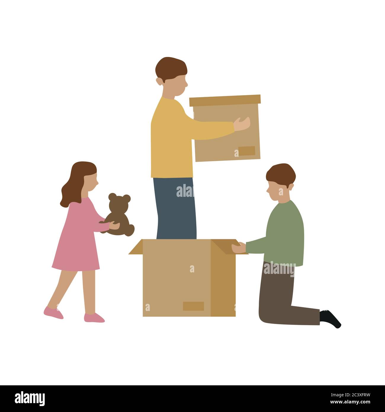 family packs boxes when moving vector illustration EPS10 Stock Vector