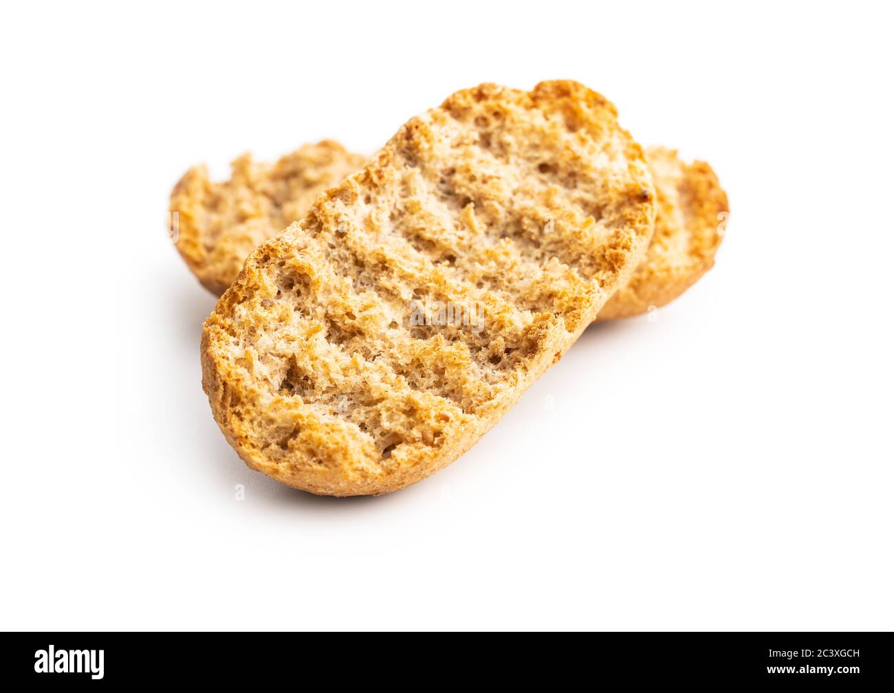 Rusk bread. Dried crispbread isolated on white background Stock Photo ...
