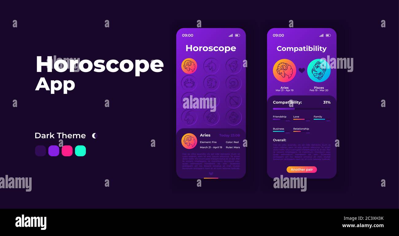 Astrology app cartoon smartphone interface vector templates ...