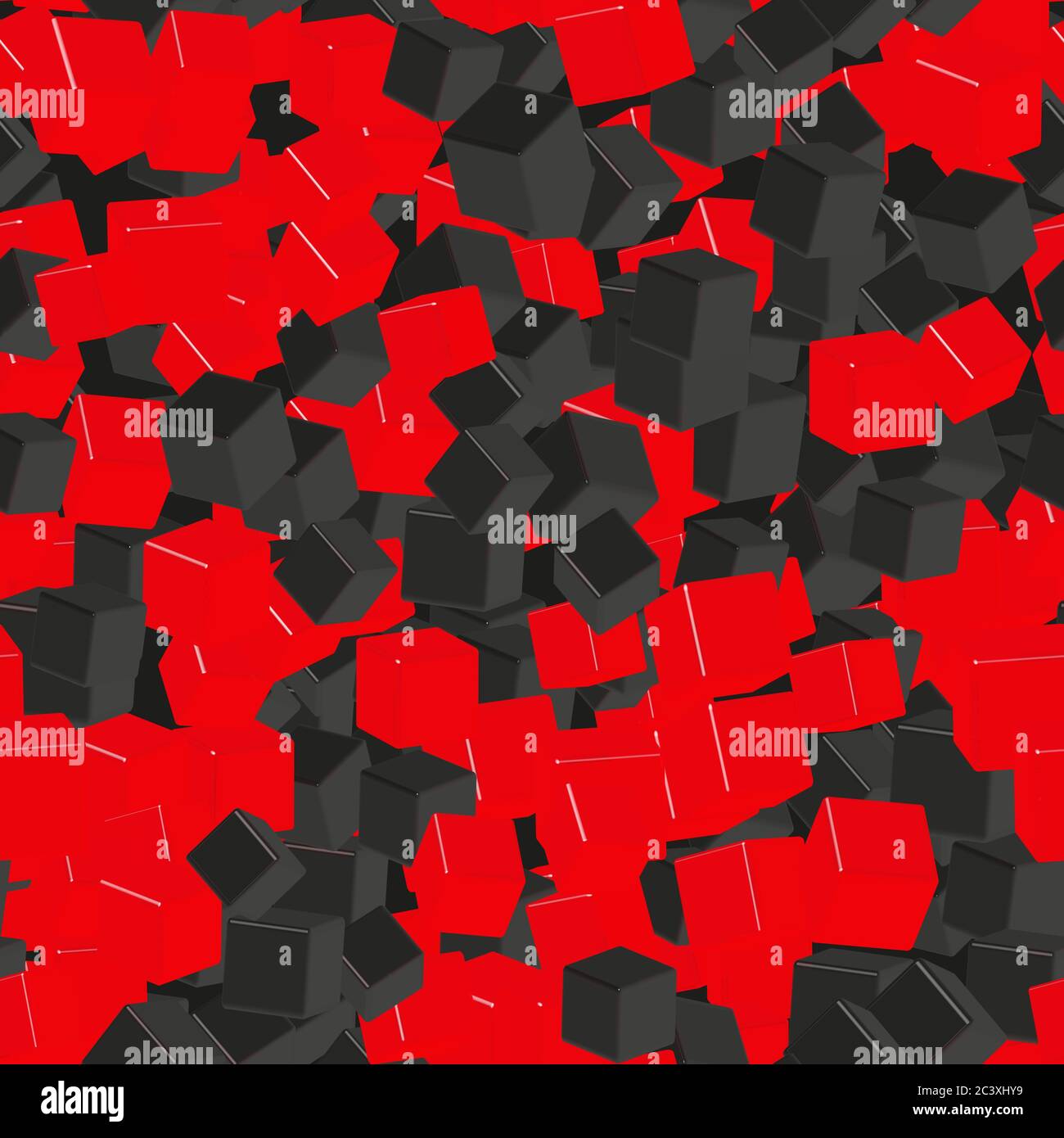 Red and Black Cubes Seamless Pattern, 3D Illustration Stock Vector