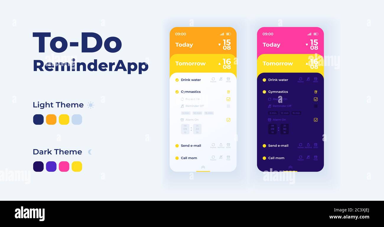 To do reminder app cartoon smartphone interface vector templates set ...