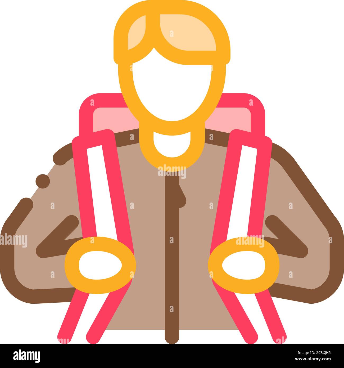 man traveler with backpack icon vector outline illustration Stock Vector