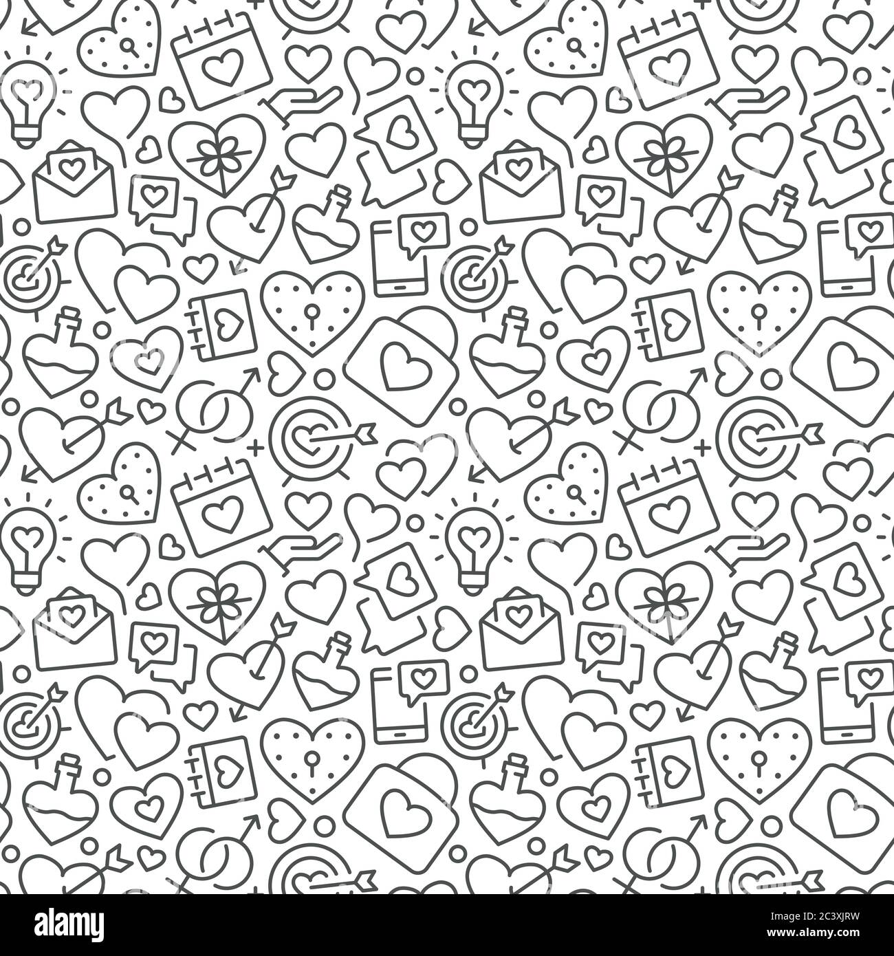 Seamless pattern with elements for Saint Valentines Day or wedding Stock Vector