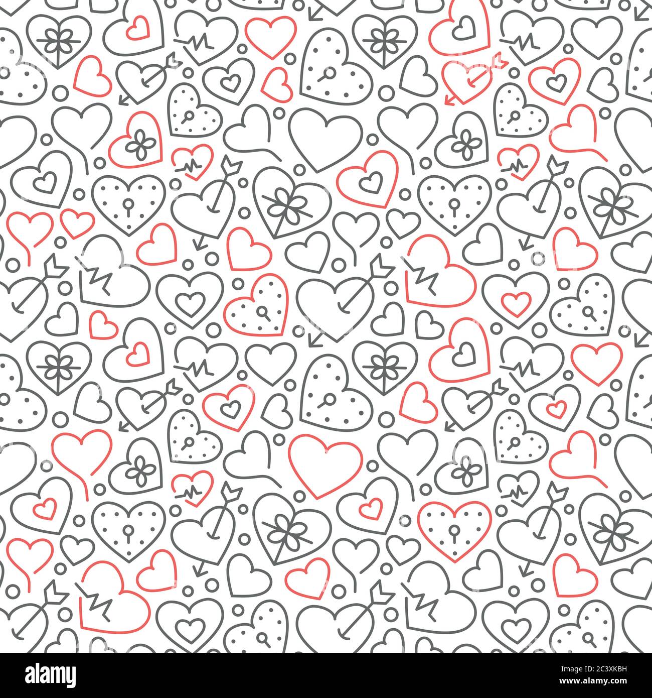 Seamless pattern with elements for Saint Valentines Day or wedding Stock Vector