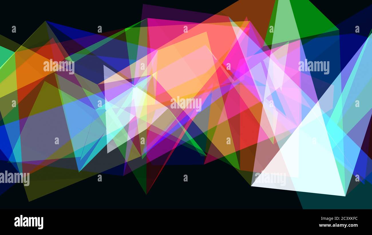 Abstract Translucent Rainbow Moving Geometric Triangle Shapes ...