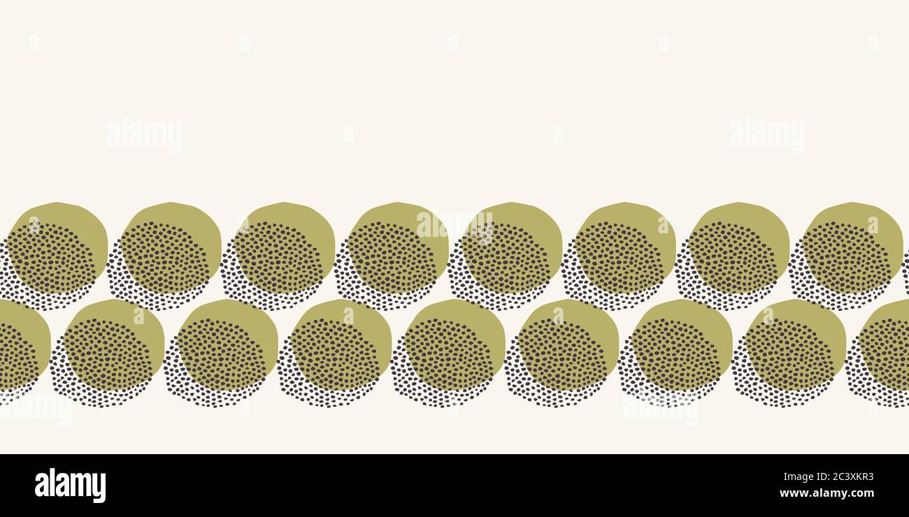 Modern geometric hand drawn seed circle border. Repeating abstract spotty polka dot background. Organic polka dot textured shape. Minimalist surface Stock Vector