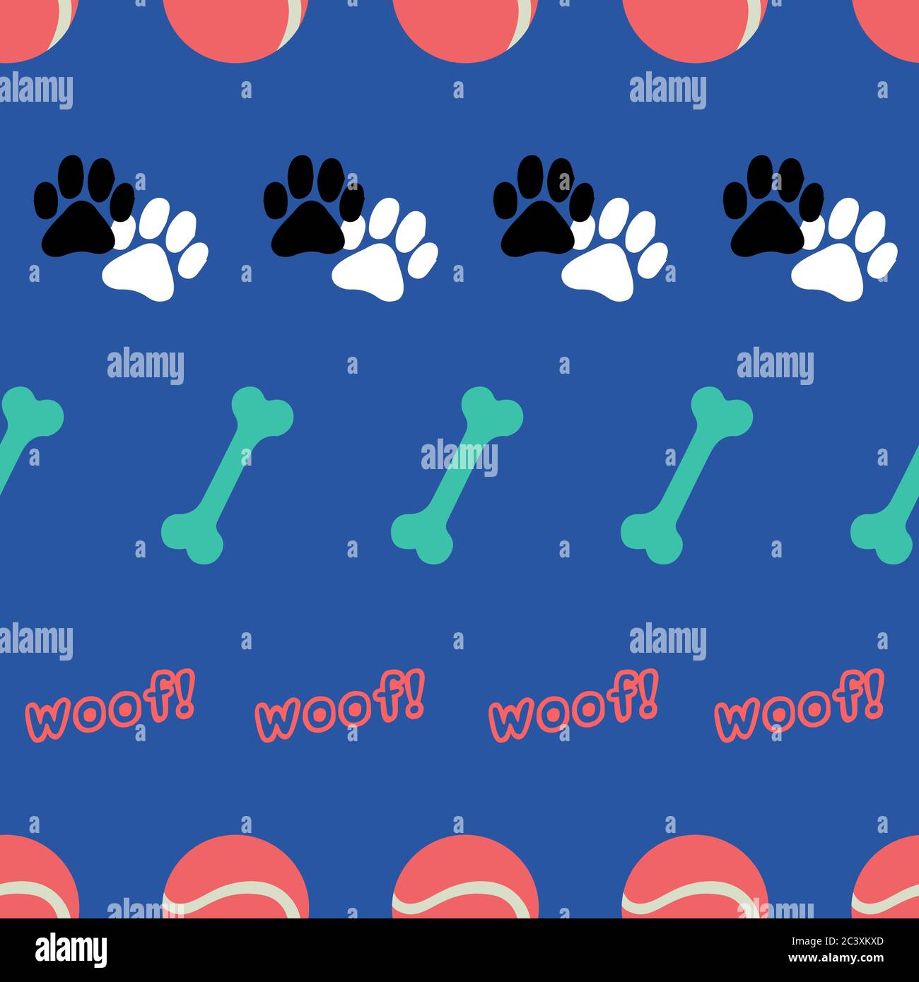 Colorful vector seamless pattern with dog toys Stock Vector