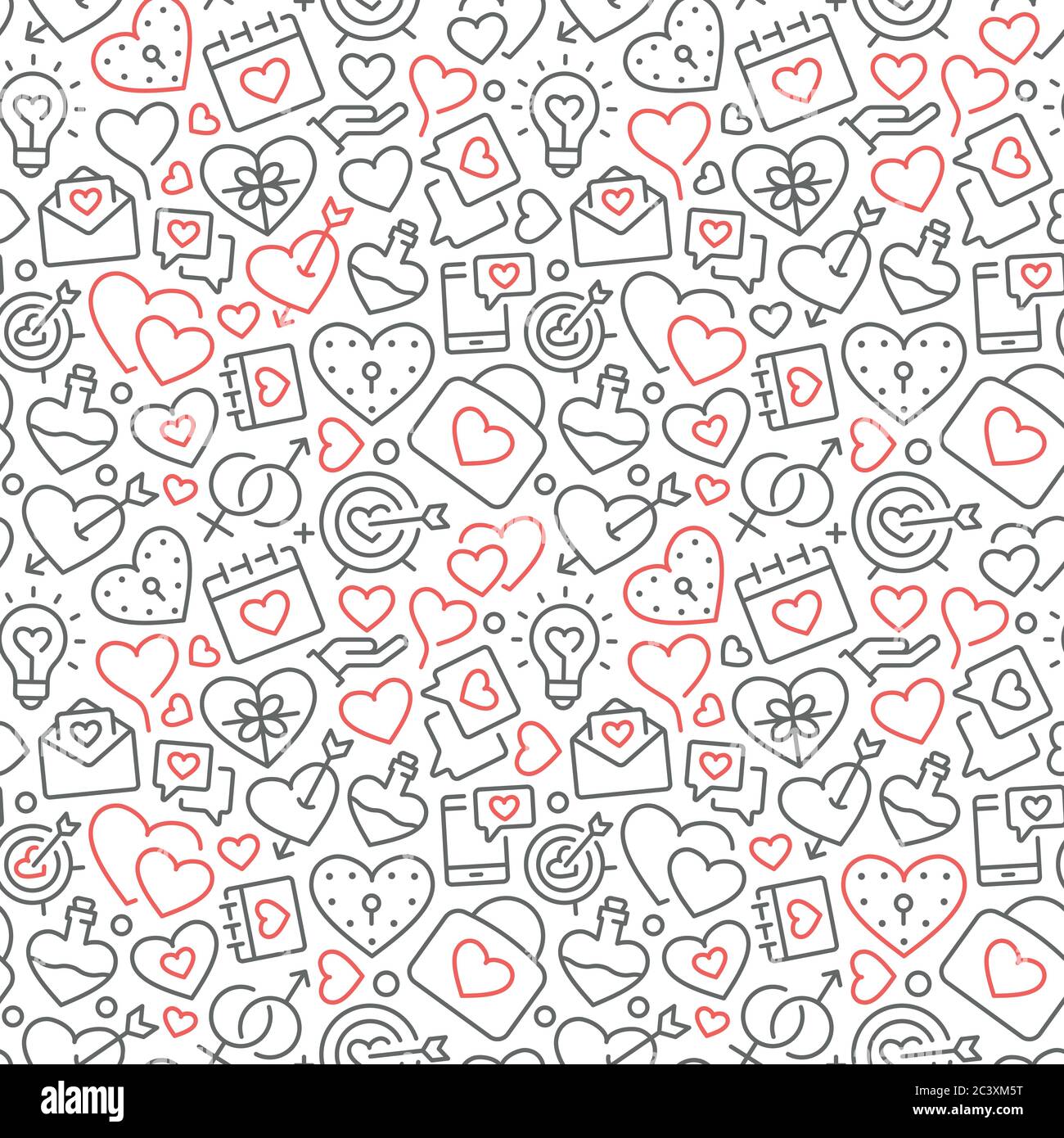 Seamless pattern with elements for Saint Valentines Day or wedding Stock Vector