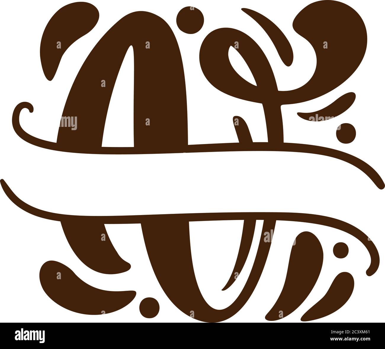 Wedding Logo Monogram Two Curly Letters Stock Vector (Royalty Free