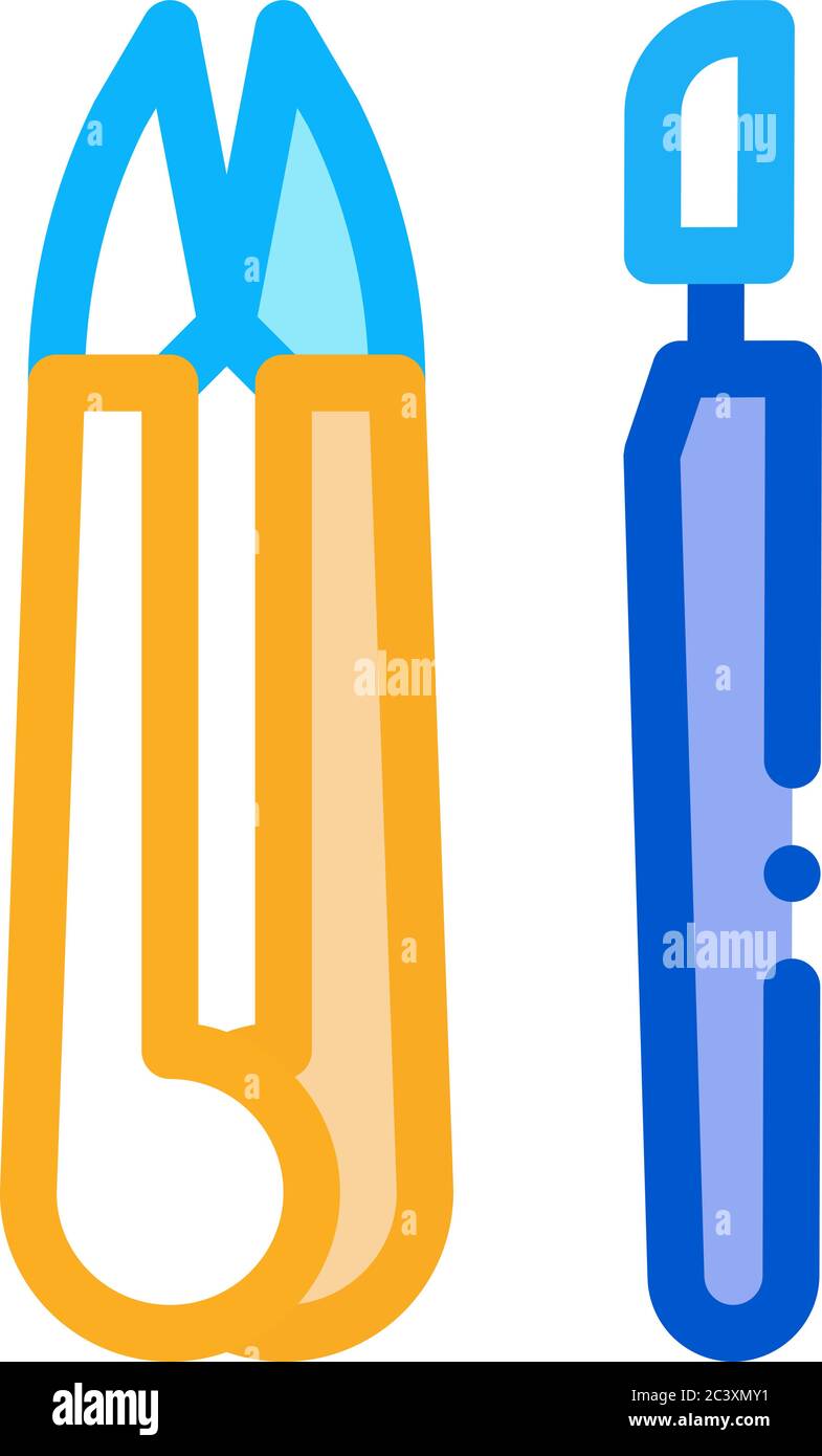 leather craft instruments icon vector outline illustration Stock Vector