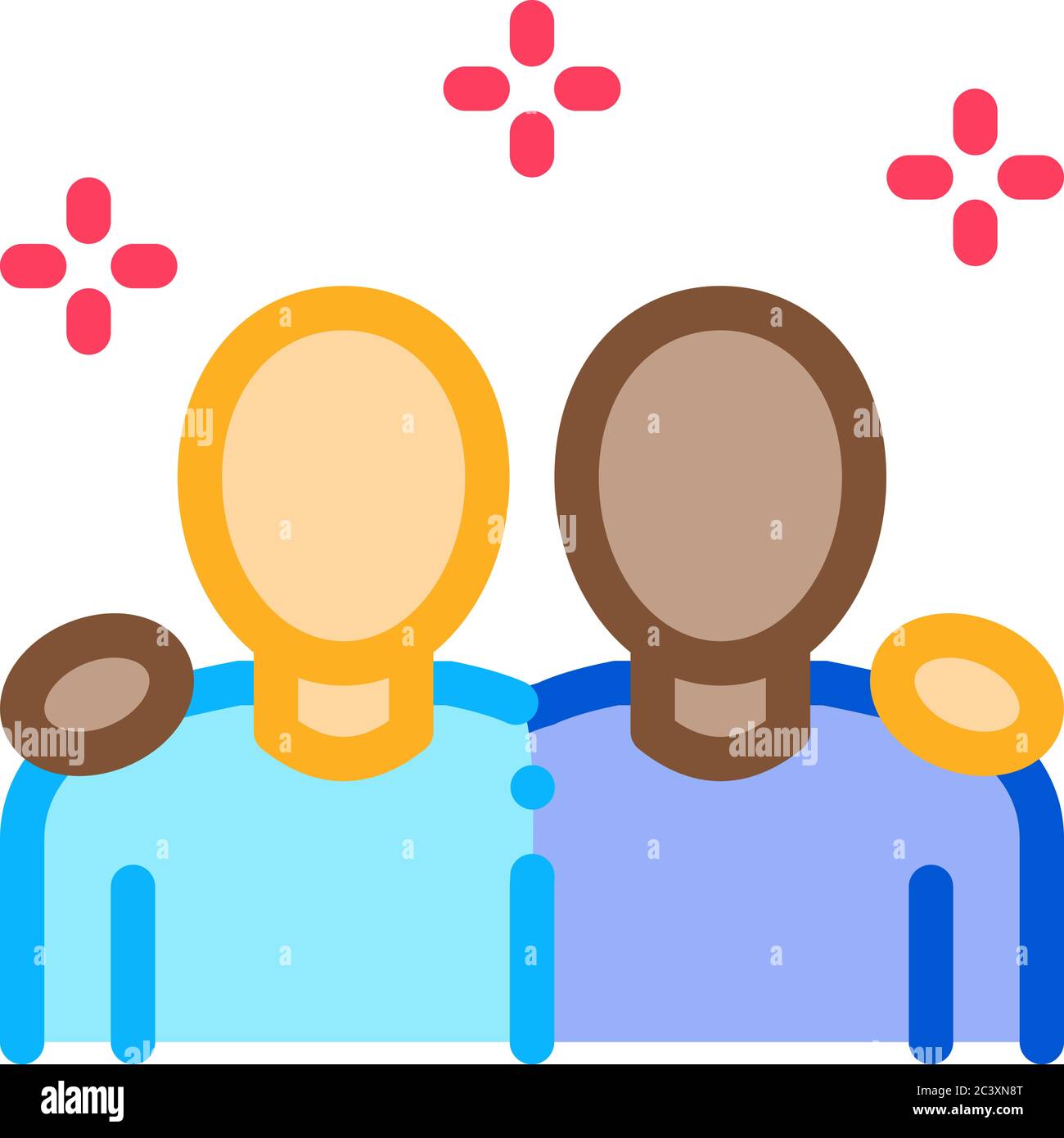 multiracial human friends icon vector outline illustration Stock Vector ...