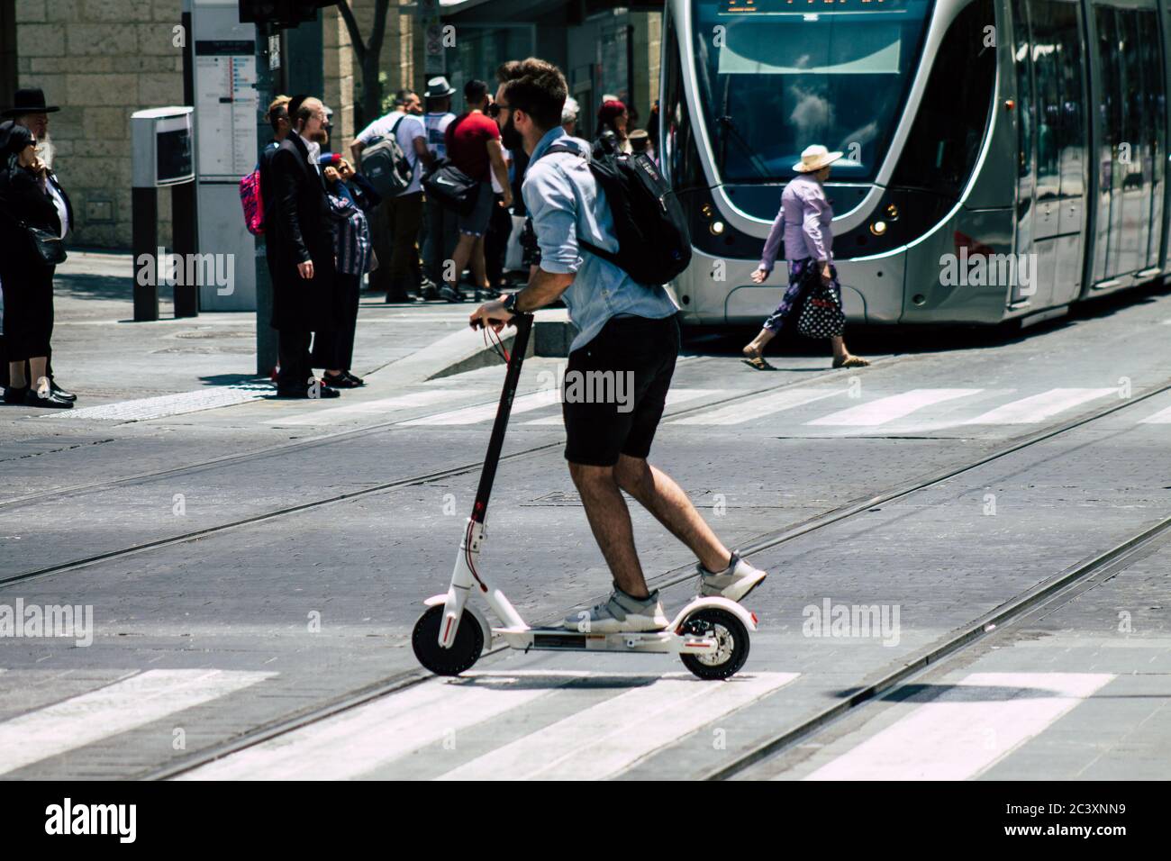 Jerusalem Israel July 6, 2019 View of unknown Israeli people rolling